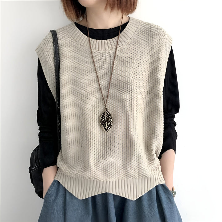 CATRIONA -  CREWNECK SLEEVELESS SWEATER