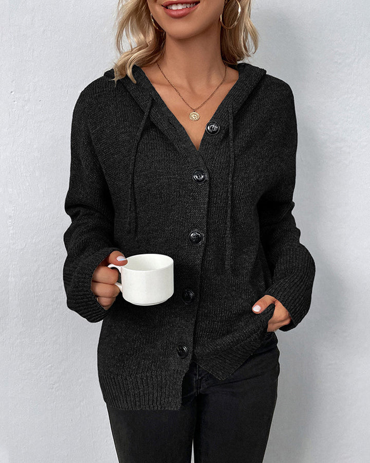FERNANDA - SOLID HOODED JACKET WITH DRAWSTRINGS