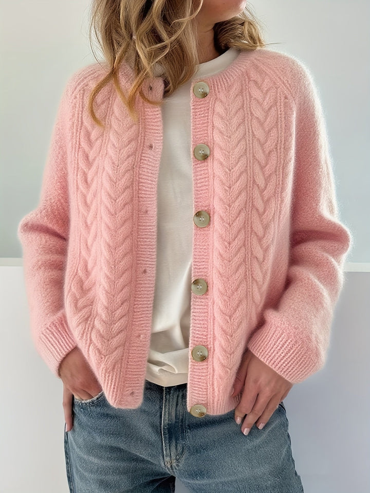 AMETHYST - CHIC BRAIDED STITCH CARDIGAN