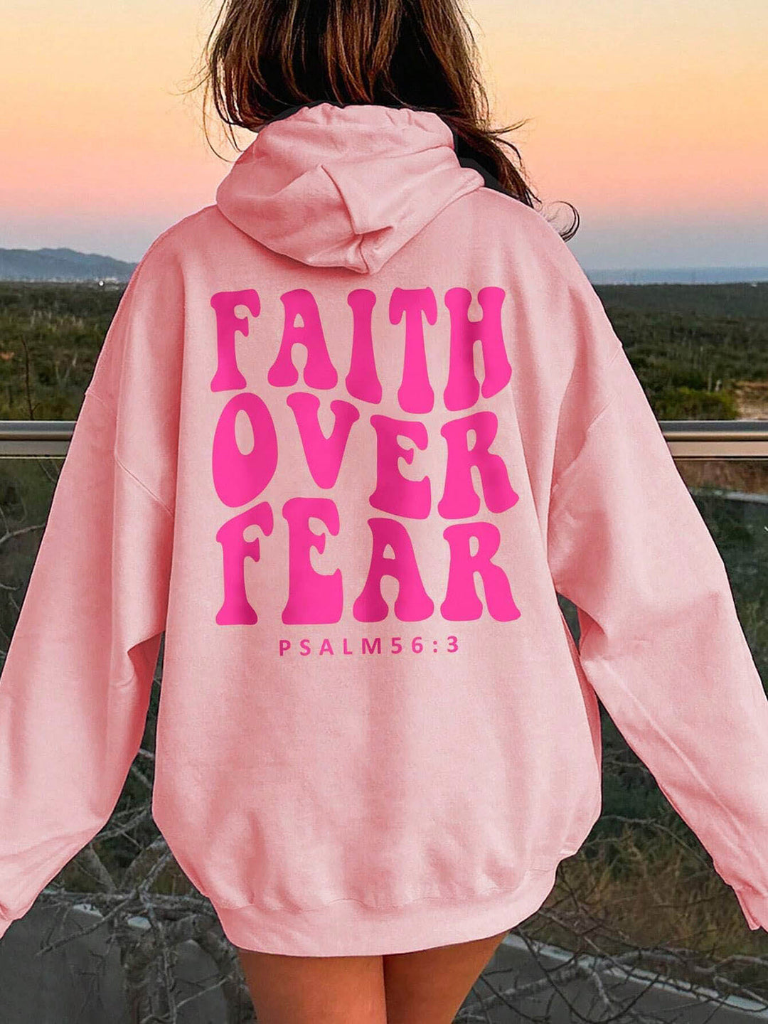 FAITH OVER FEAR Women's Dropped Shoulder Hoodie