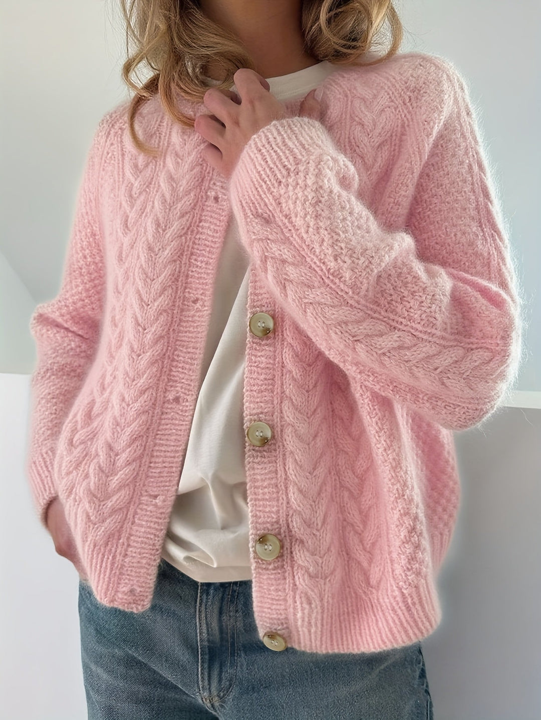 AMETHYST - CHIC BRAIDED STITCH CARDIGAN