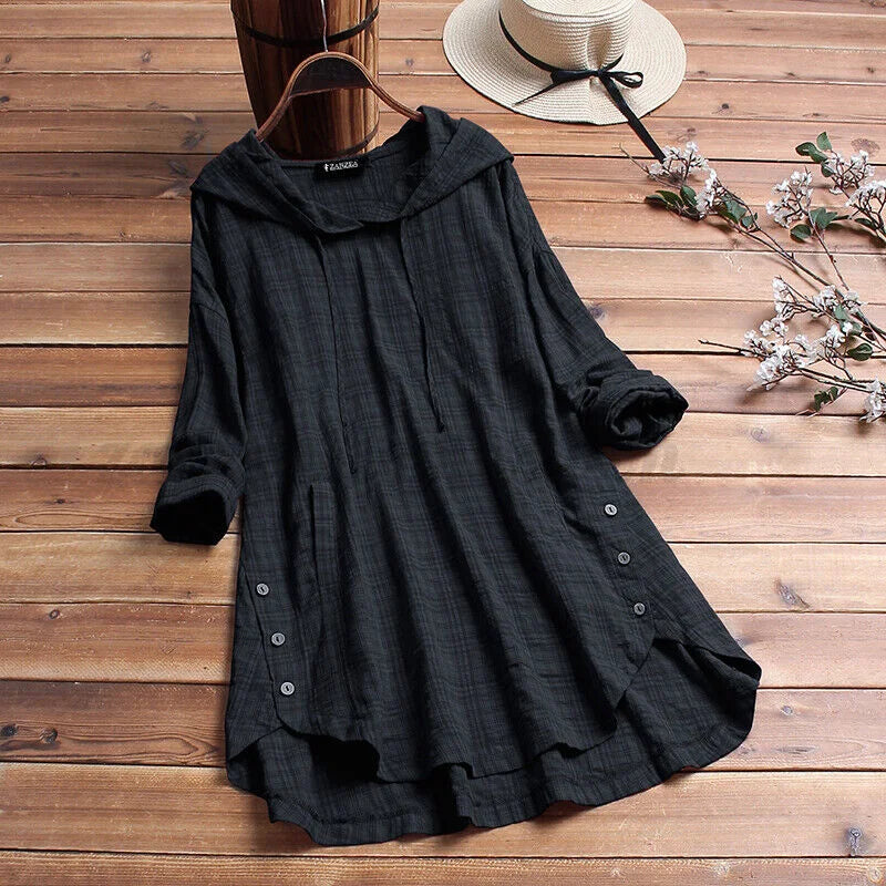 MARGERYN - HOODED LONG SLEEVE DRESS