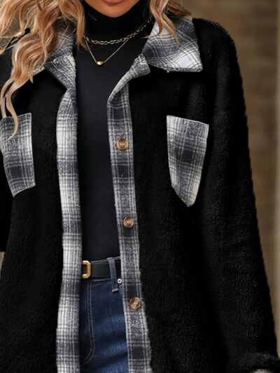 Amy | Plaid Contrast Dropped Shoulder Coat