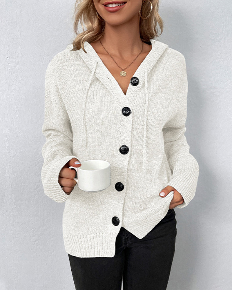 FERNANDA - SOLID HOODED JACKET WITH DRAWSTRINGS