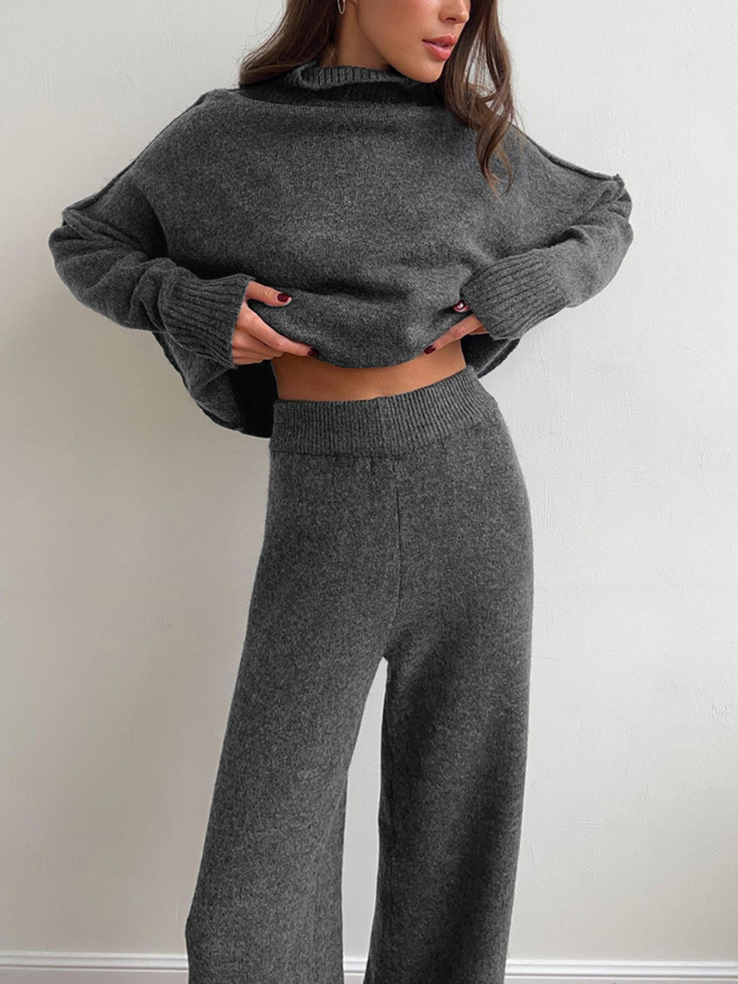 LAURIE - PLAIN TURTLENECK SWEATER & PANTS SET