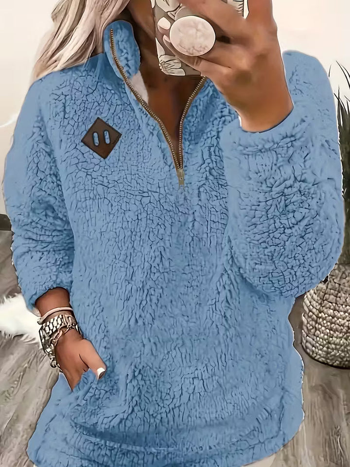 KORI - VELVET FEEL ZIP-UP SWEATER