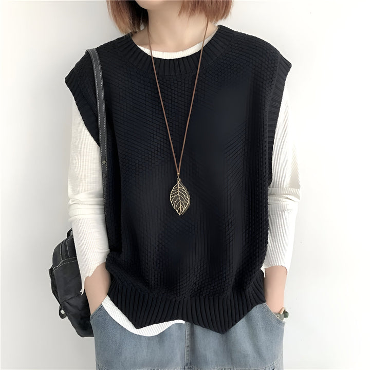 CATRIONA -  CREWNECK SLEEVELESS SWEATER