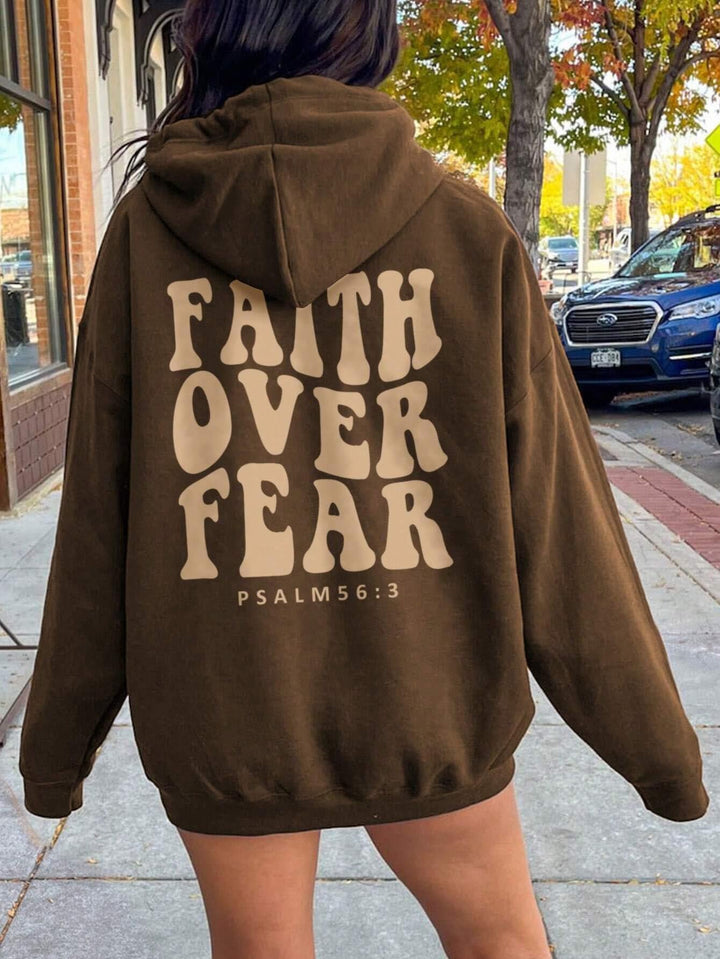 FAITH OVER FEAR Women's Dropped Shoulder Hoodie