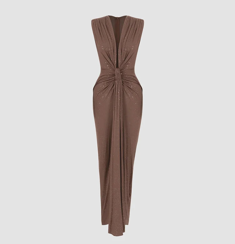 ANNIELLE - ELEGANT DEEP V PLEATED DRESS
