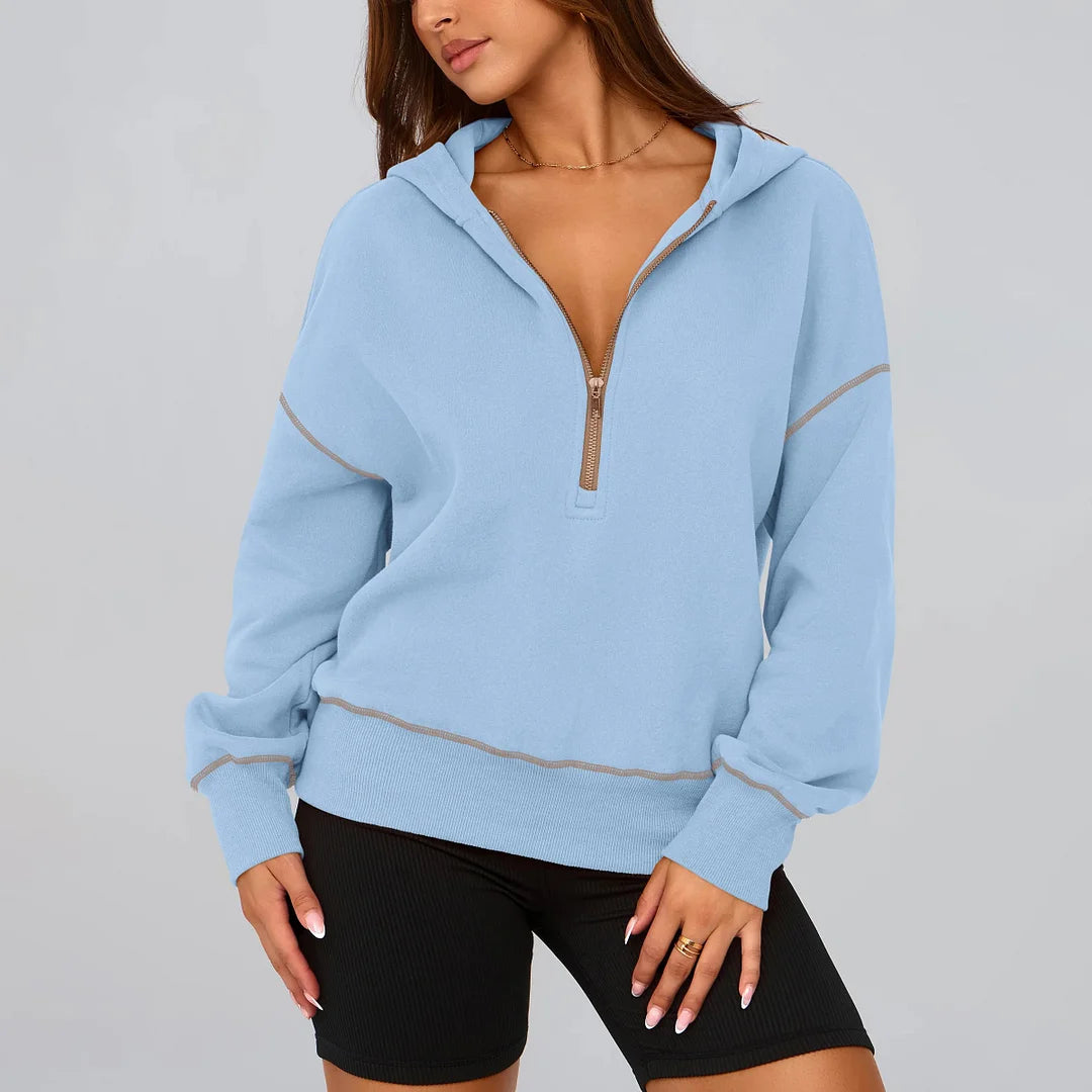 Jia | Women's Half Zip Cropped Hoodie