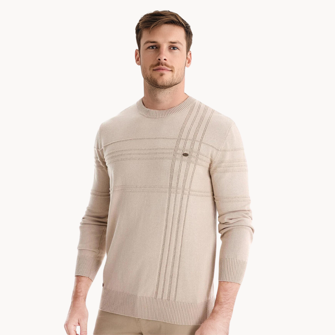 STEPHEN - CROSSHATCH CREW NECK SWEATER