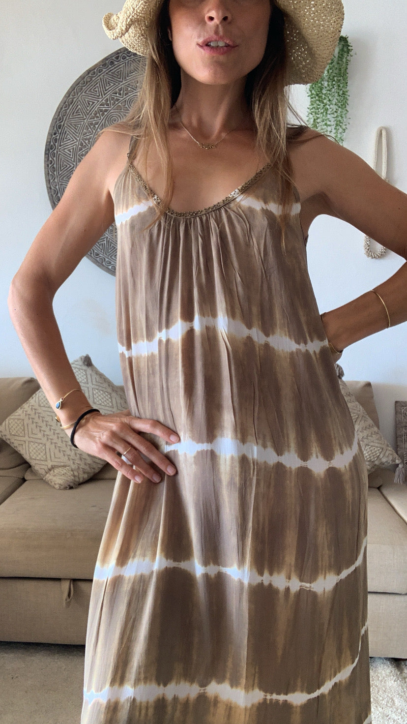CLARITA - SUMMER SHORELINE BEIGE DRESS