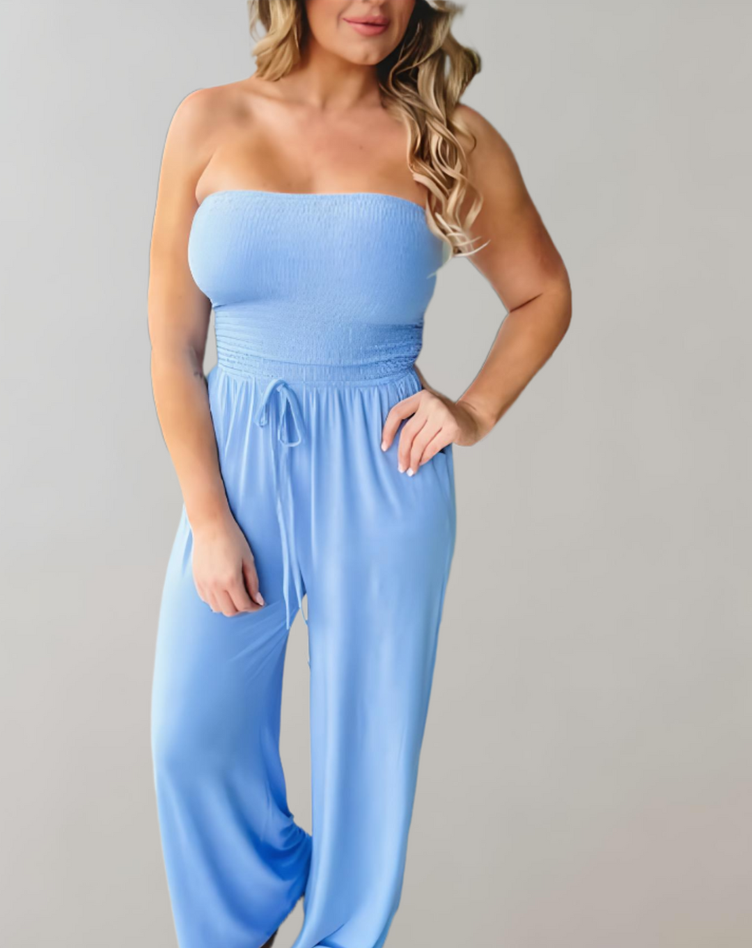 KATHERINE - OFF SHOULDER SMOCKED JUMPSUIT