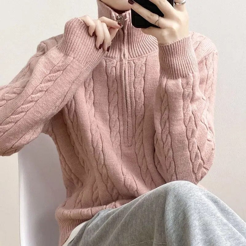 Fiona | Cotton Half Zip Sweater