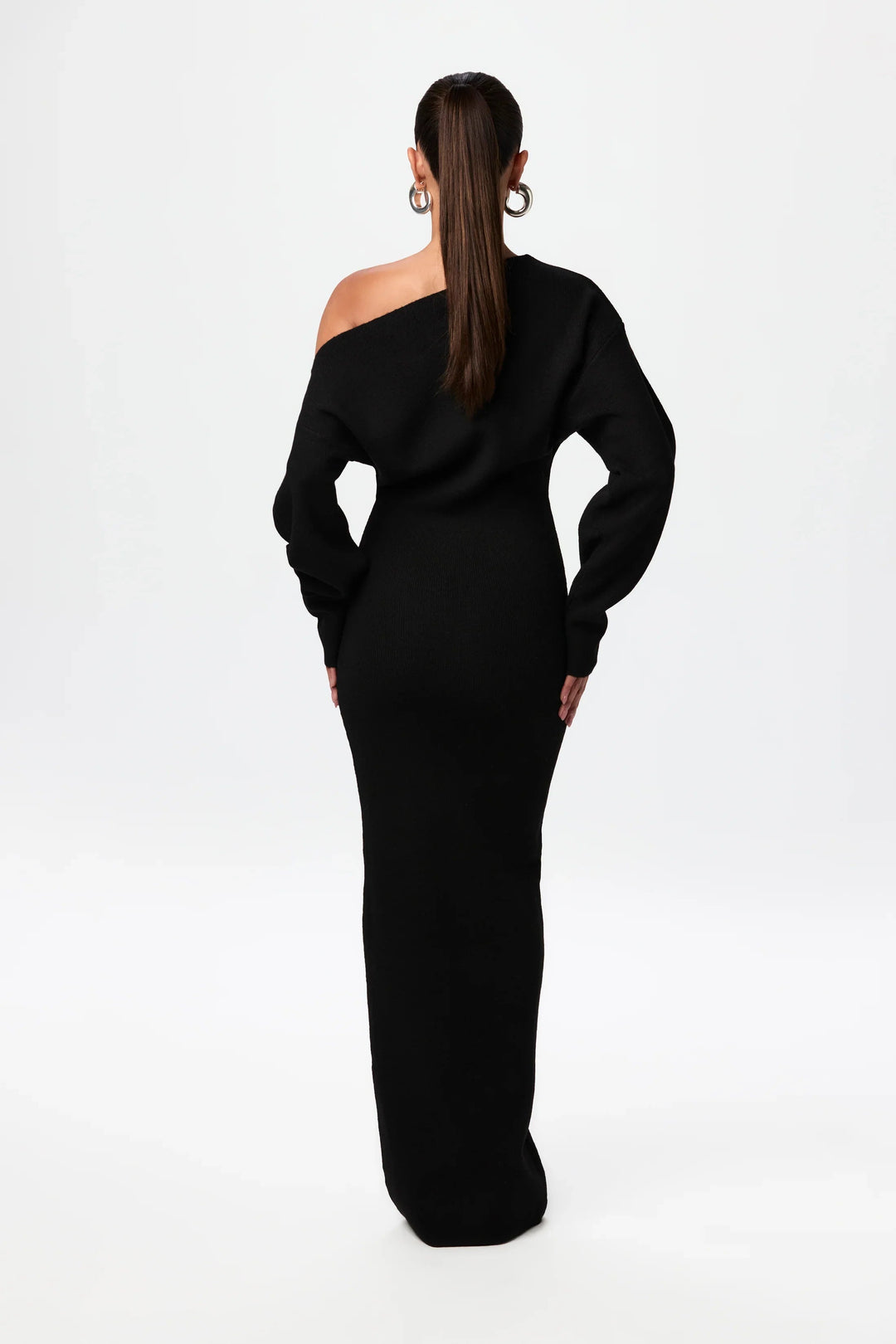 TONI - ASYMMETRICAL NECKLINE SWEATER DRESS