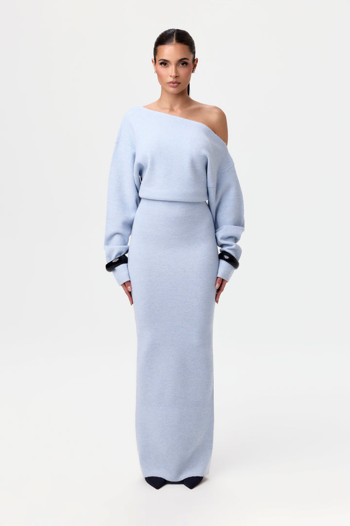 TONI - ASYMMETRICAL NECKLINE SWEATER DRESS
