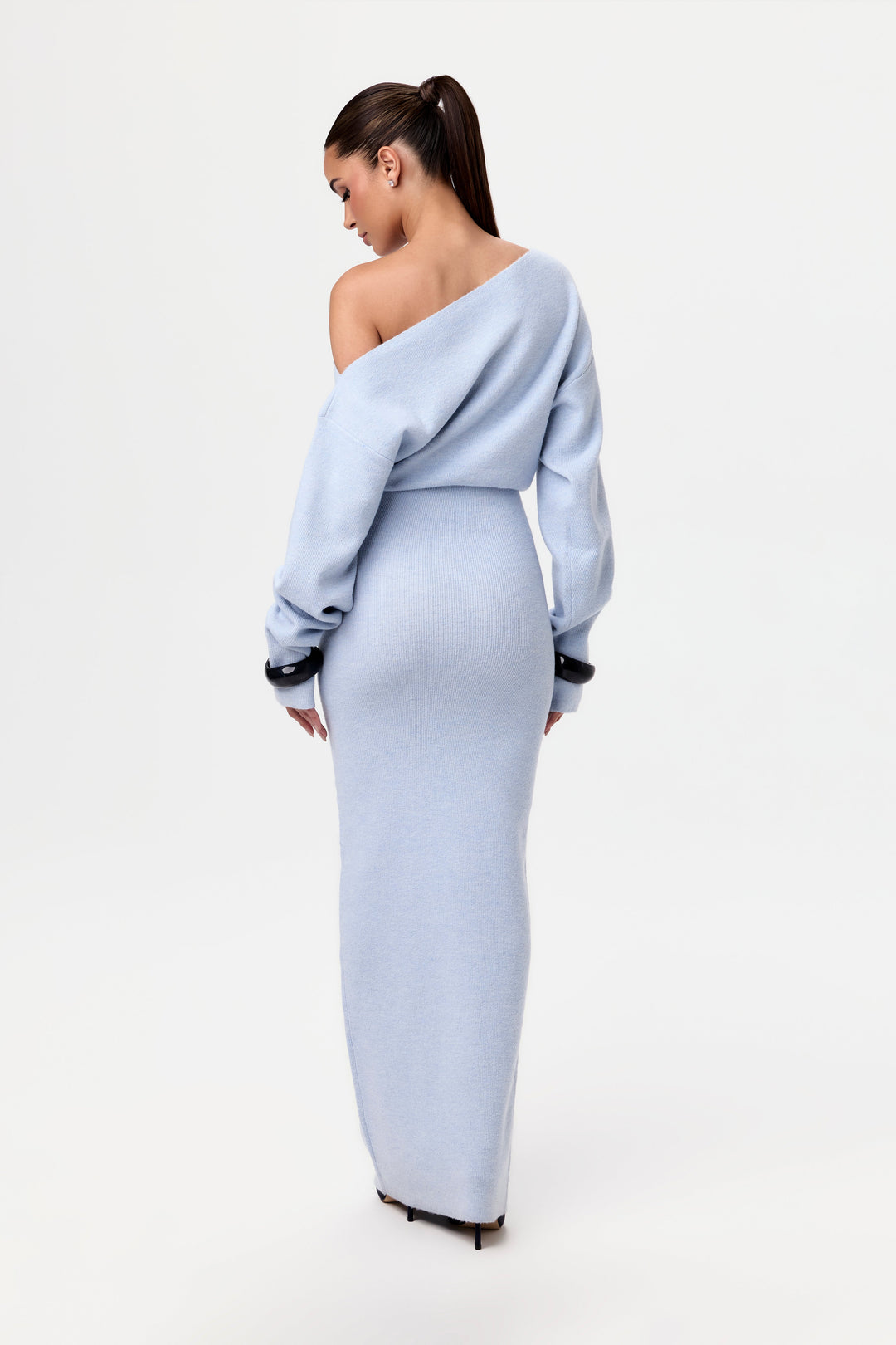 TONI - ASYMMETRICAL NECKLINE SWEATER DRESS