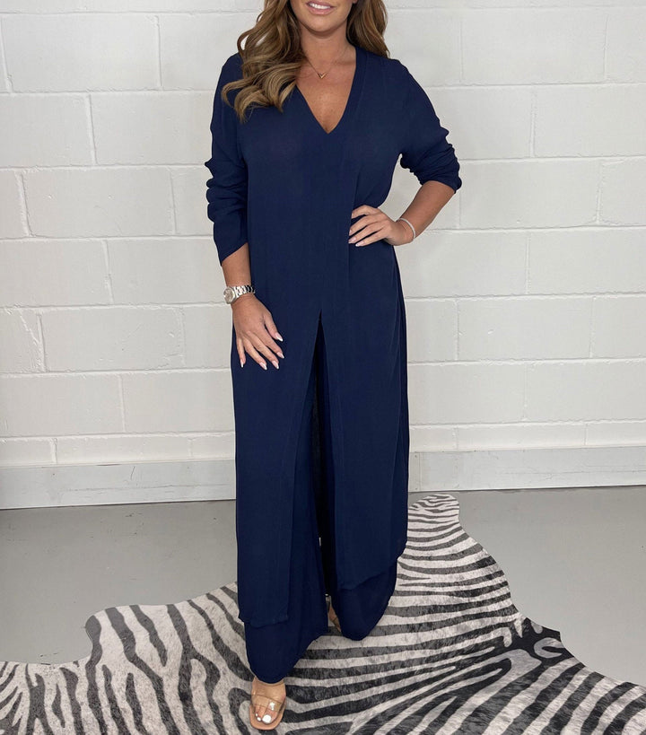 PAIGE - VINTAGE TWO PIECES SUIT WITH LONG TOP & TROUSERS