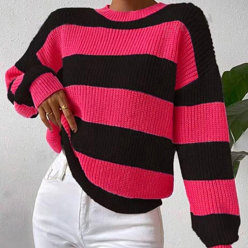 HEATHER - PLUS SIZE STRIPED SWEATER