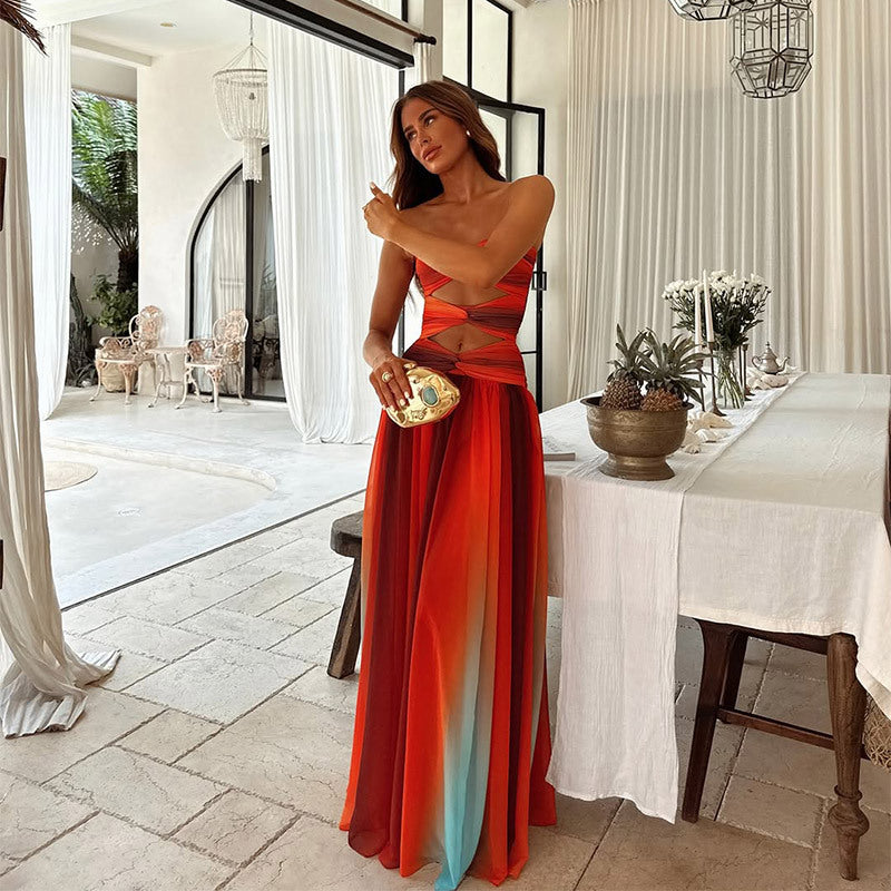Sofia - Tie-dye Gradient Hollow Out Maxi Dress