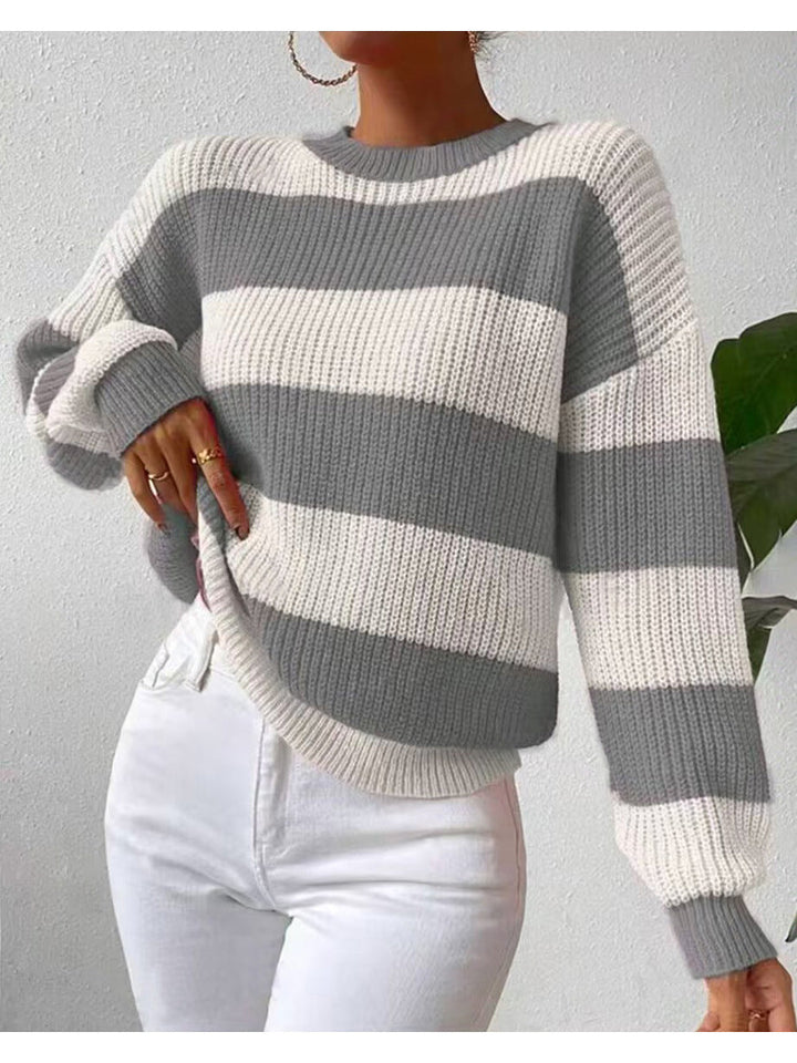 HEATHER - PLUS SIZE STRIPED SWEATER