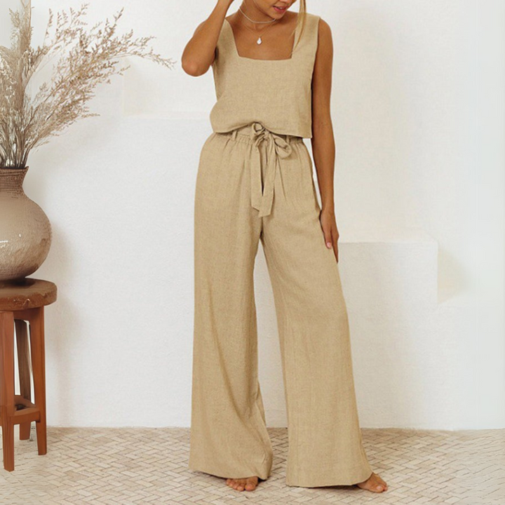 Evelyne | Luxe Minimalist Top & Wide-Leg Pants Set