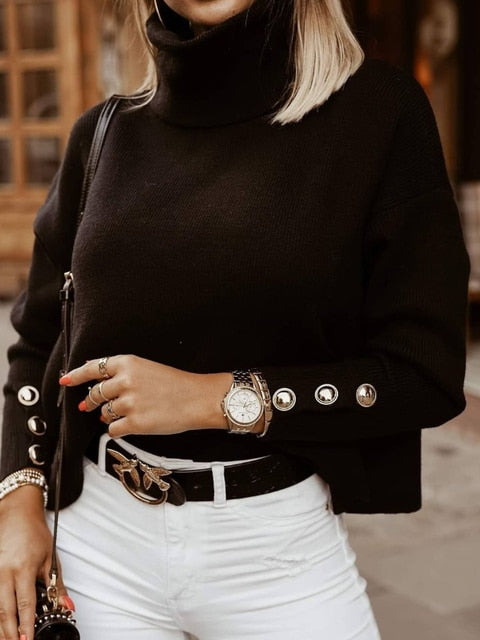 Aila | Turtleneck Long Sleeve Knitted Sweater