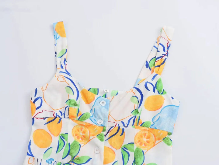 MARCELLE - LEMON PRINTED MIDI DRESS
