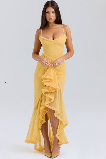 Ruched Ruffle Dovetail Party Dress main image 0