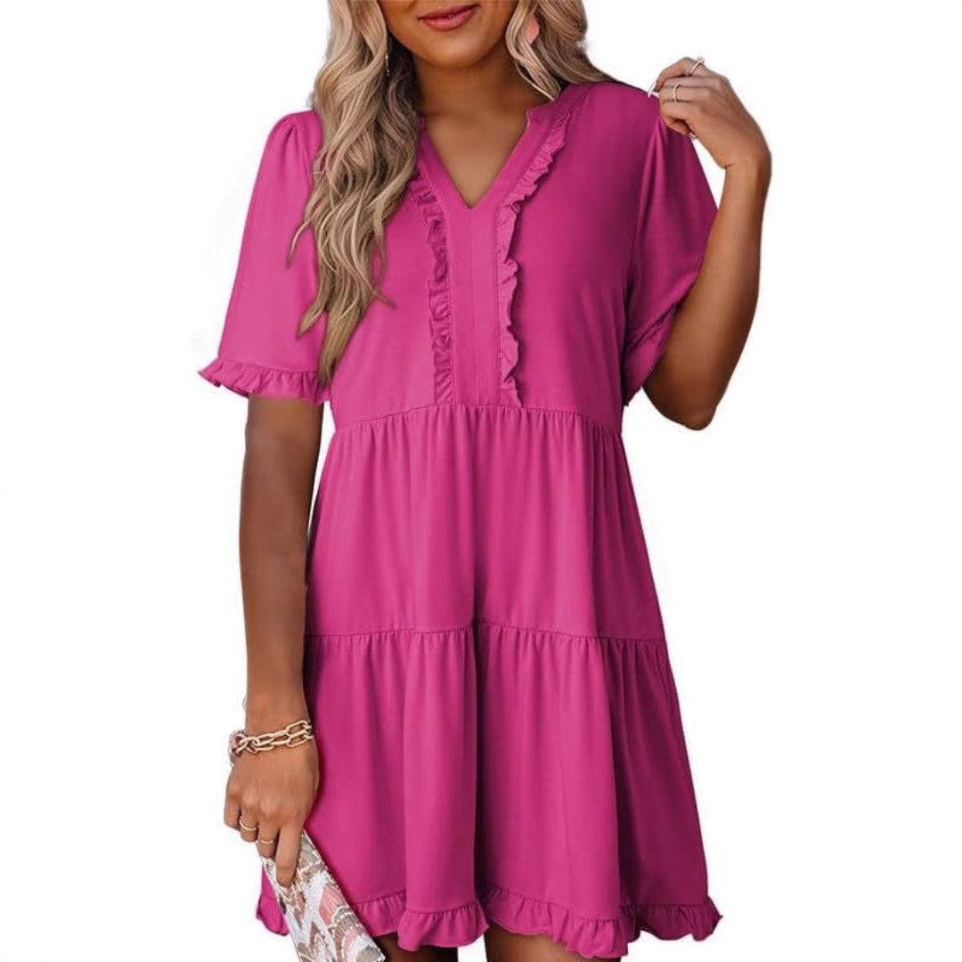 MARGO - RELAXED V-NECK SHORT DRESS
