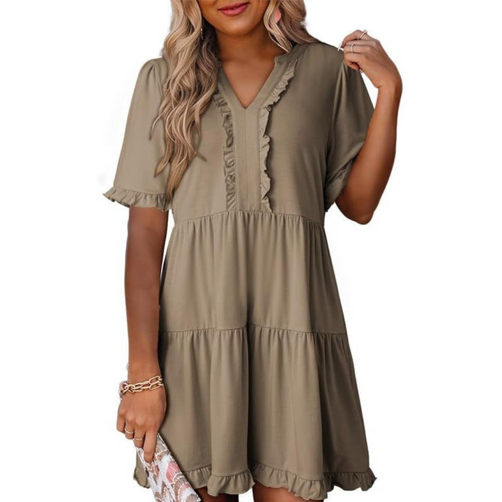 MARGO - RELAXED V-NECK SHORT DRESS