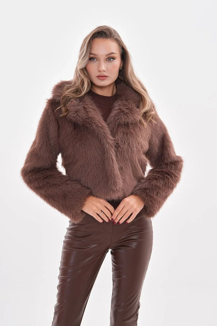 Betty | Mink Faux Fur Crop Jacket Winter Coat