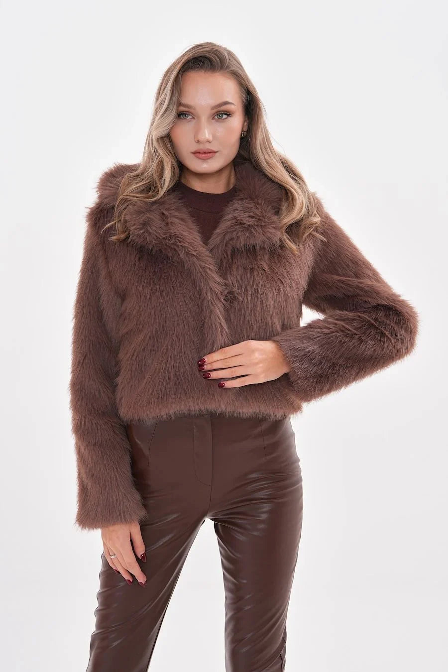 Betty | Mink Faux Fur Crop Jacket Winter Coat