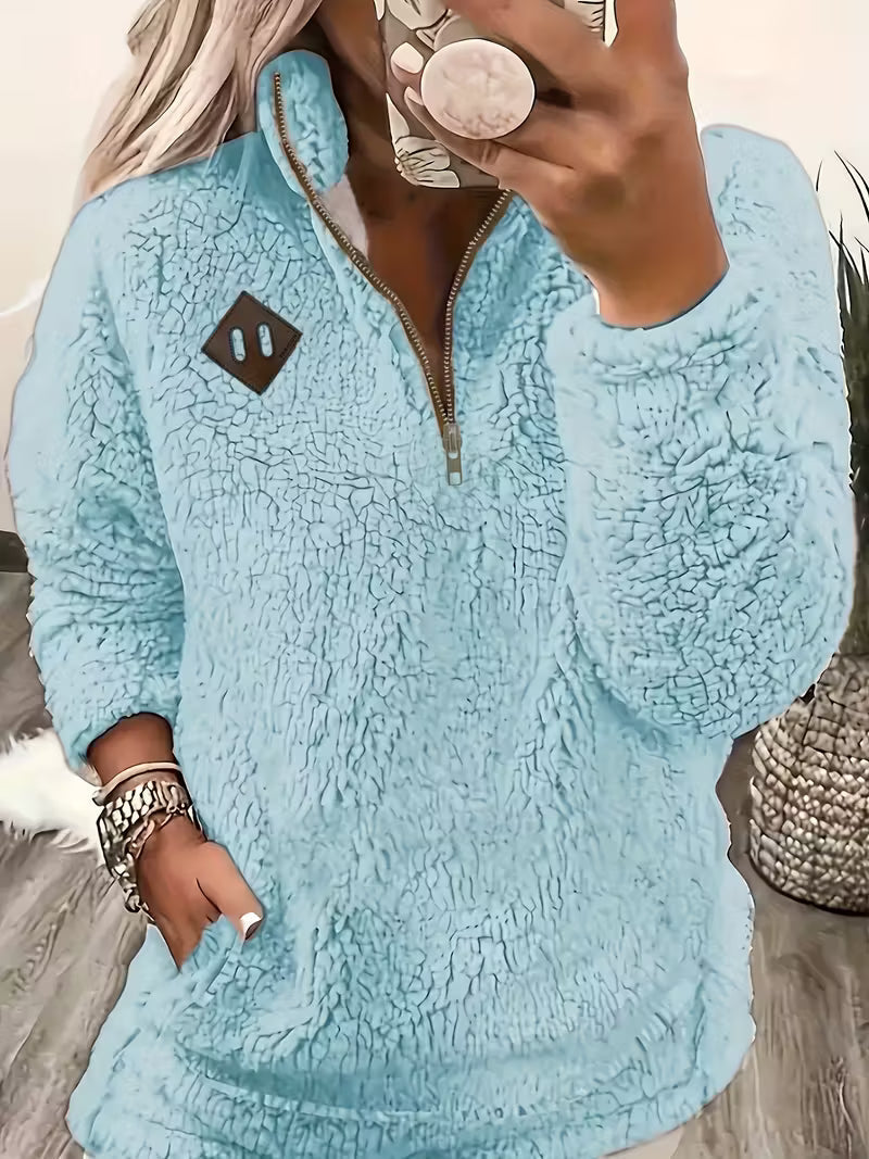 KORI - VELVET FEEL ZIP-UP SWEATER