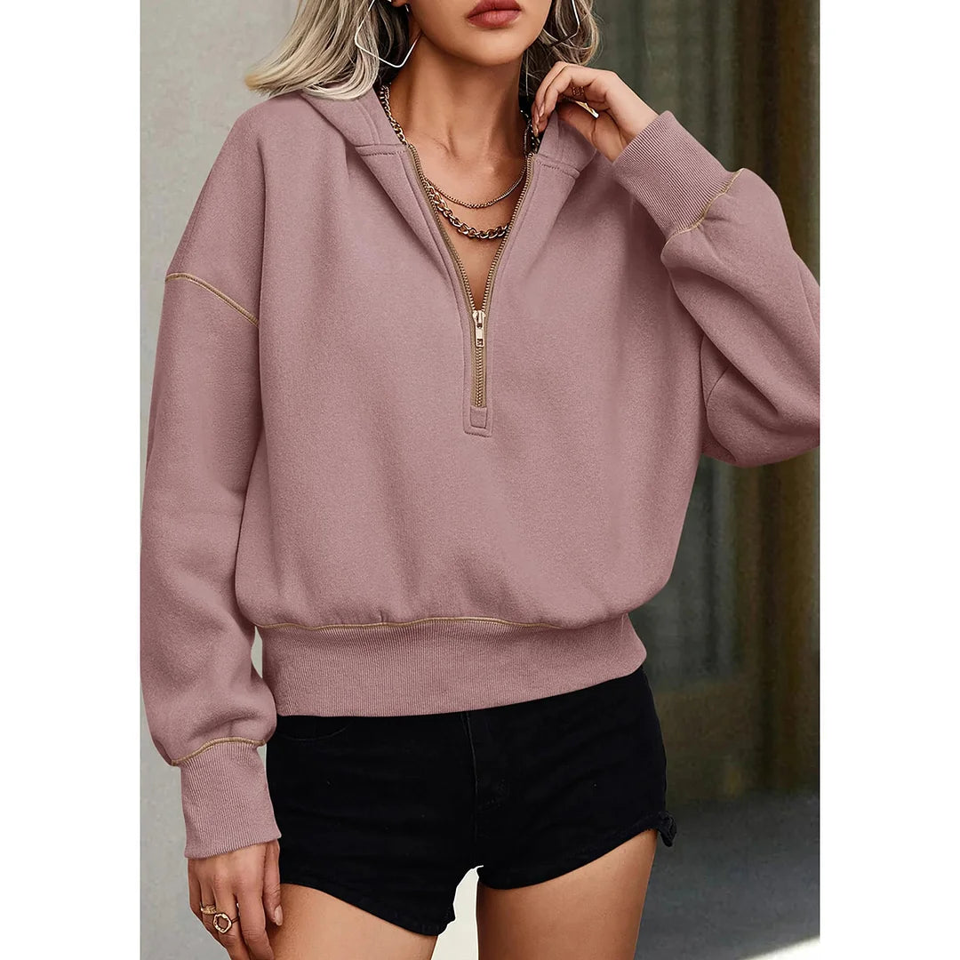 Jia | Women's Half Zip Cropped Hoodie