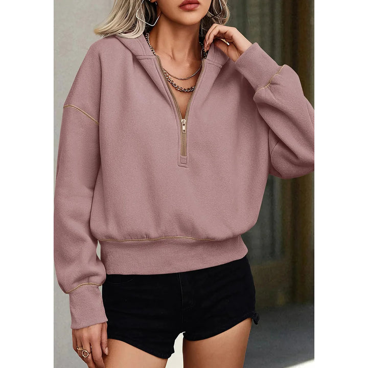 Jia | Women's Half Zip Cropped Hoodie
