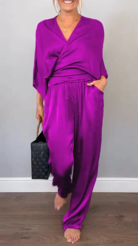 BALENA - FULL SIZE WRAP SURPLICE TOP AND PANTS