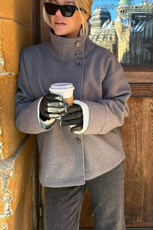 Kaye | Short Woolen Casual Lapel Overcoat