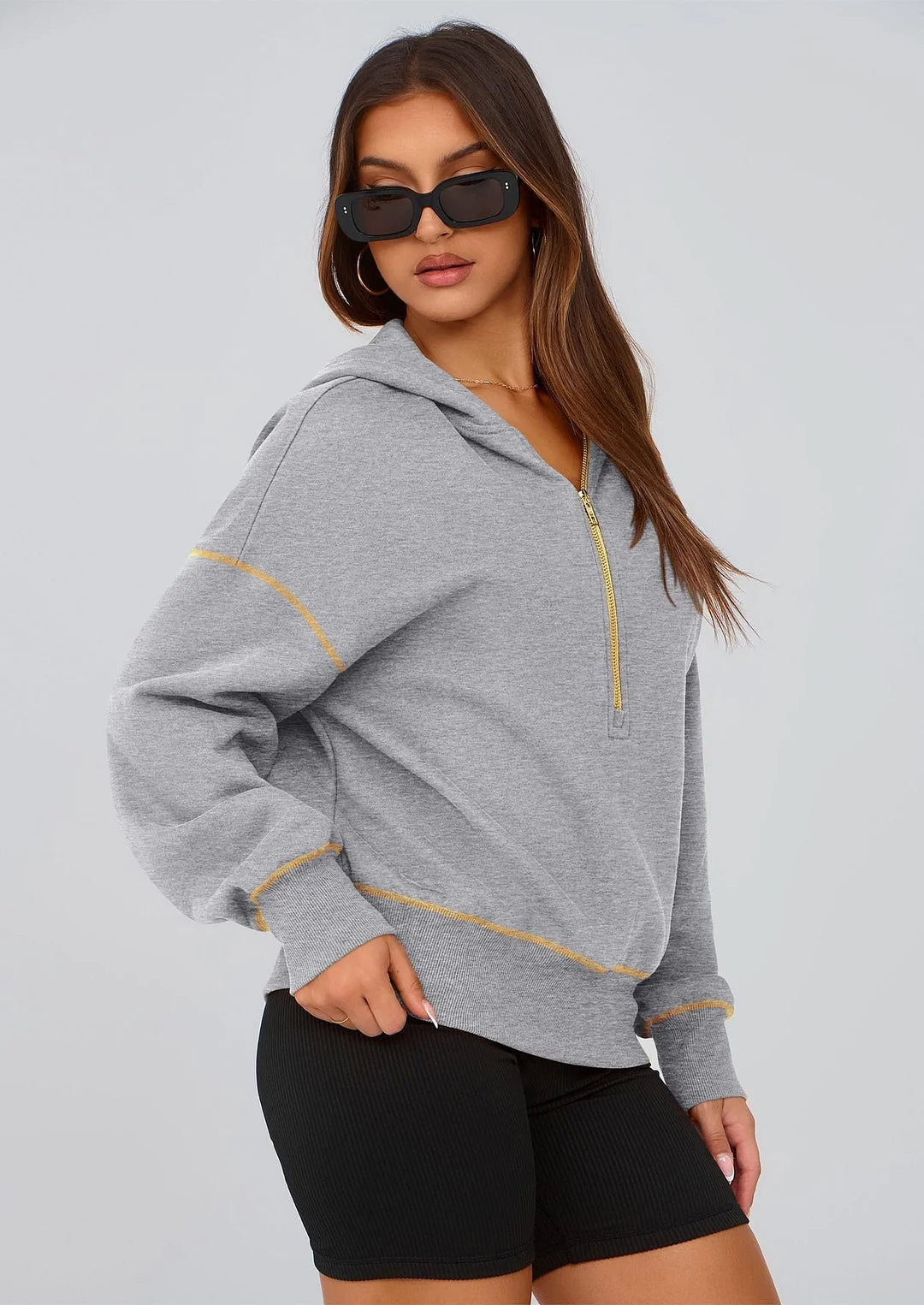 Jia | Women's Half Zip Cropped Hoodie