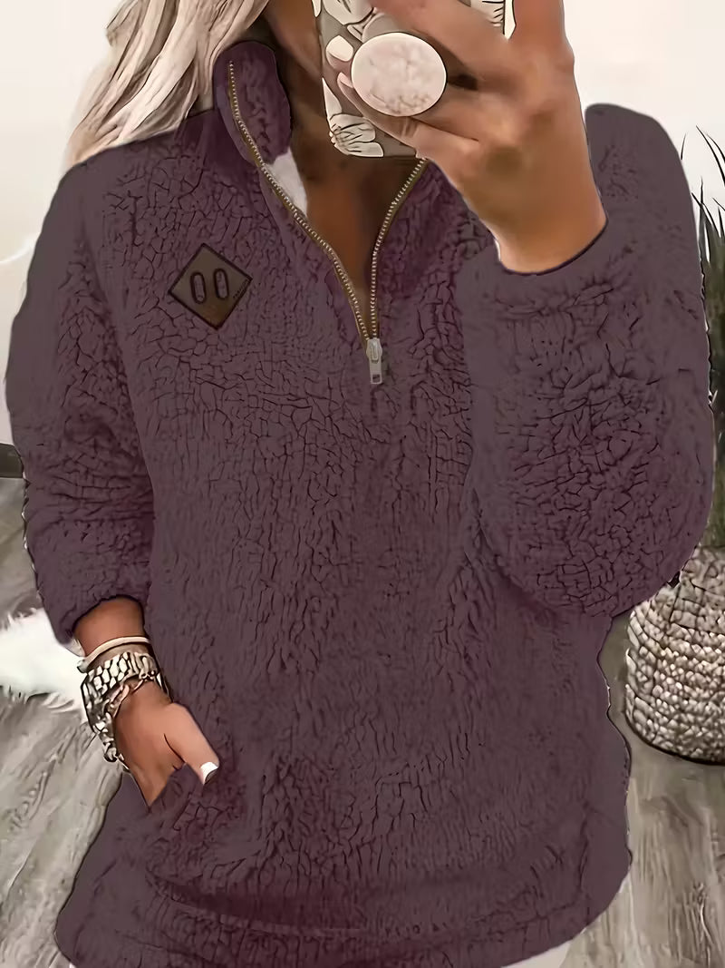 KORI - VELVET FEEL ZIP-UP SWEATER