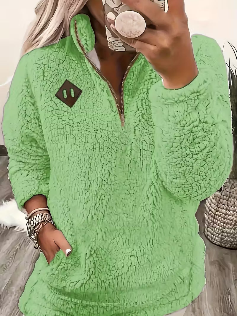 KORI - VELVET FEEL ZIP-UP SWEATER