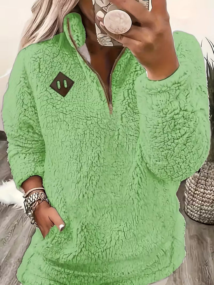 KORI - VELVET FEEL ZIP-UP SWEATER