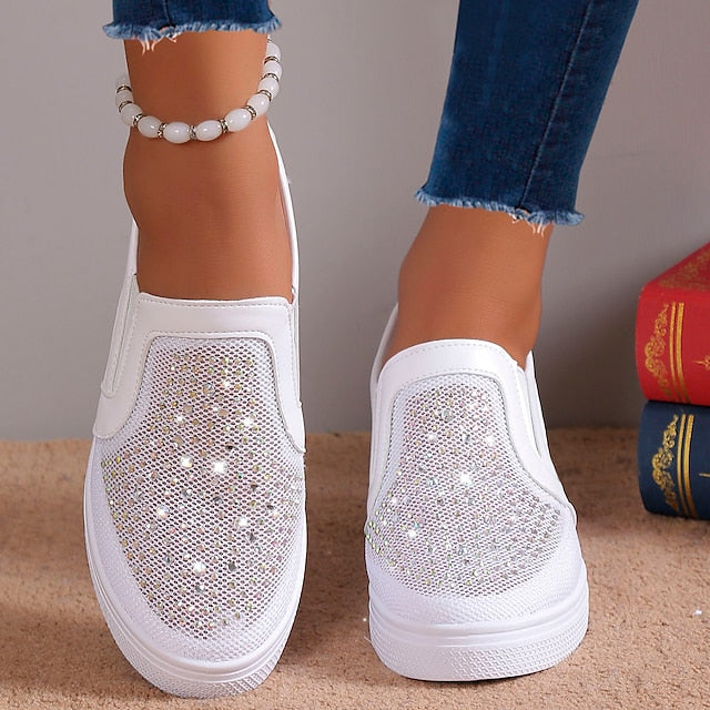 YANCY - WHITE CRYSTALS SNEAKERS