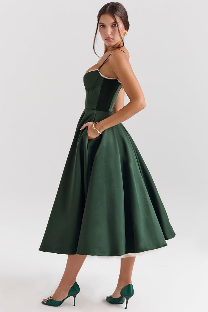 BRIGGITE - FIT AND FLARE BUSTIER TEA DRESS