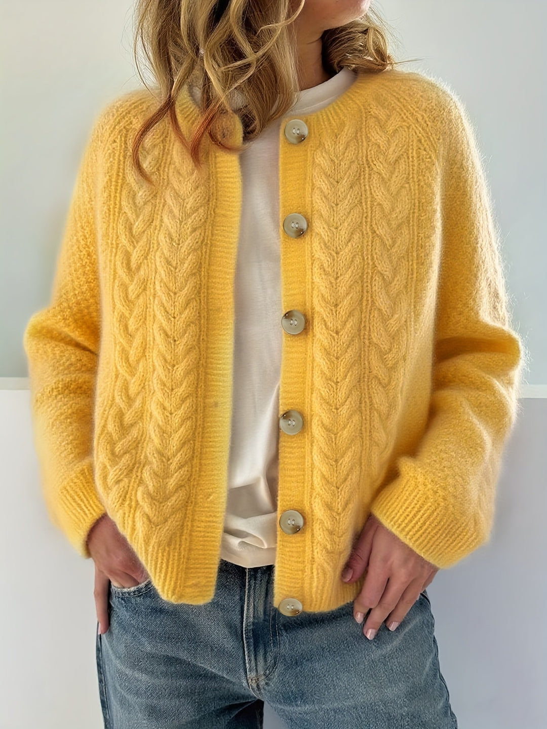 AMETHYST - CHIC BRAIDED STITCH CARDIGAN