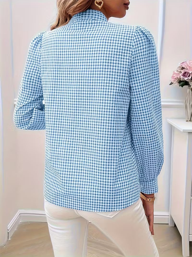 PATTIE - GINGHAM CHARM TIE-FRONT BLOUSE