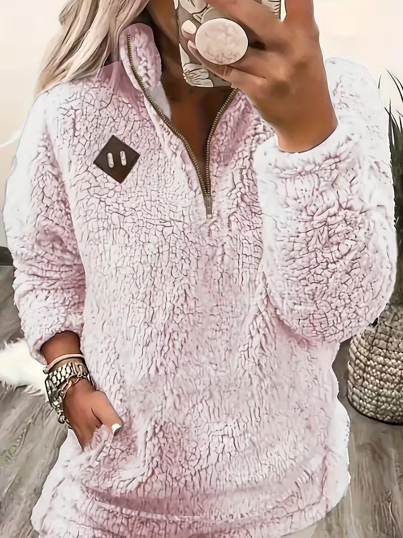 KORI - VELVET FEEL ZIP-UP SWEATER