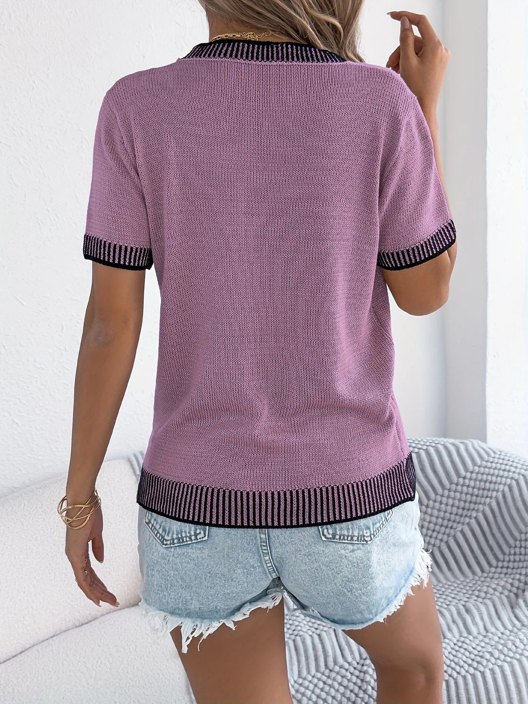 CAROLINA - CLASSIC STRIPED CREWNECK KNIT BLOUSE