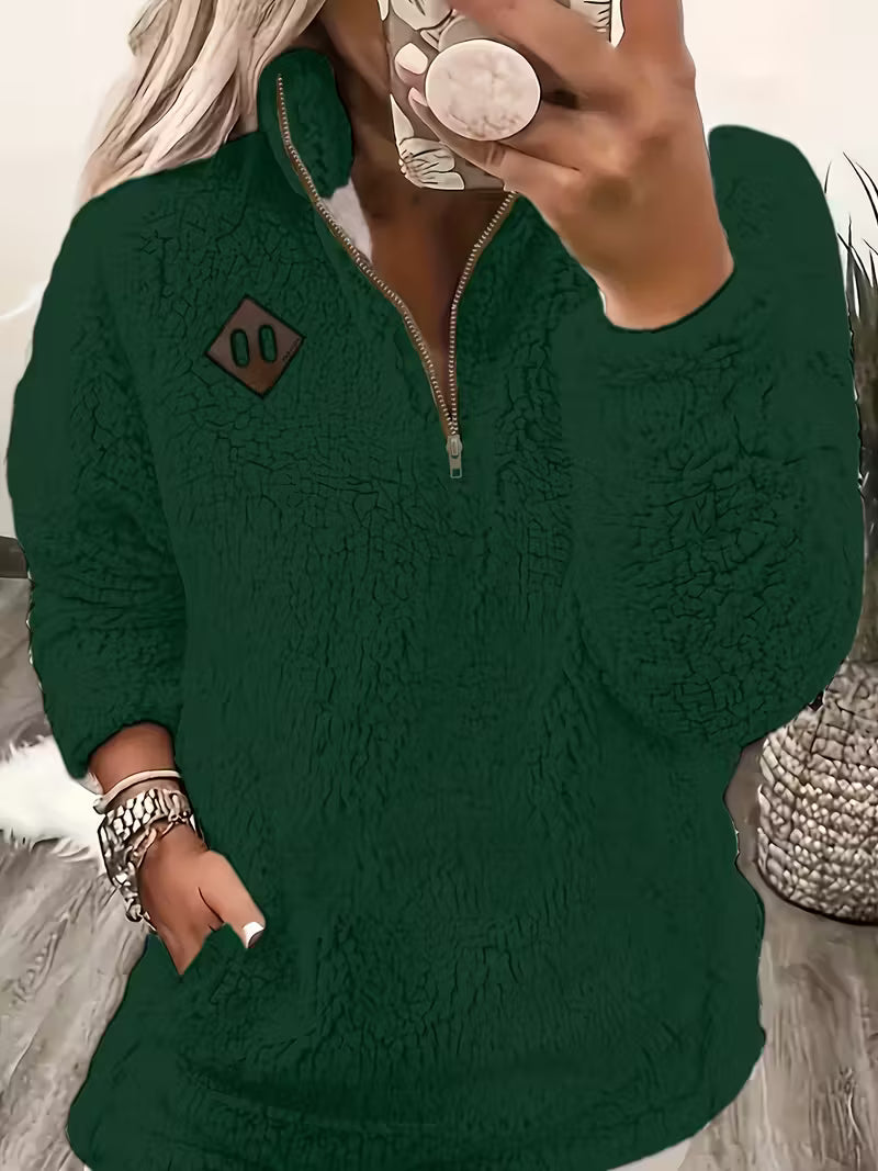 KORI - VELVET FEEL ZIP-UP SWEATER