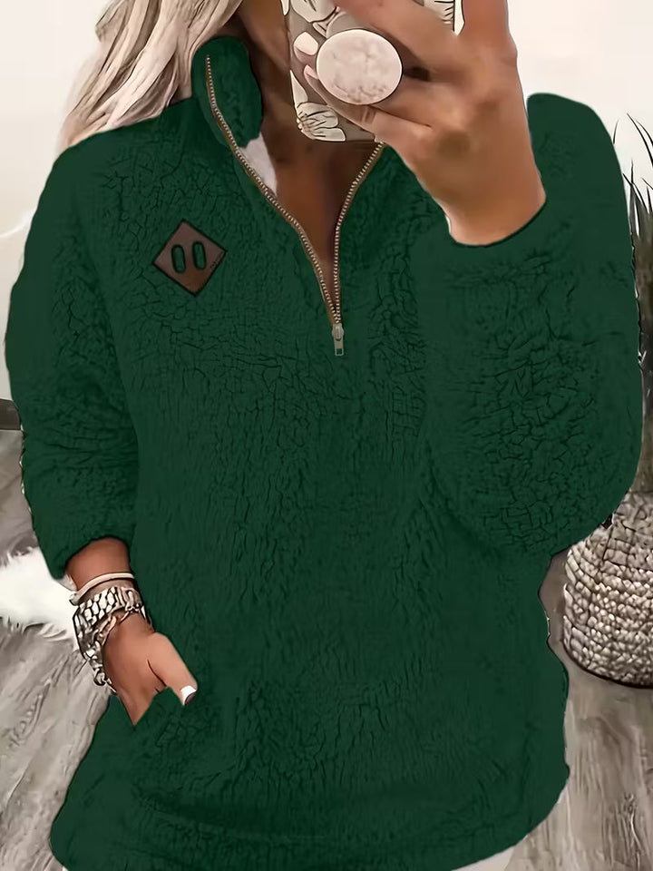 KORI - VELVET FEEL ZIP-UP SWEATER